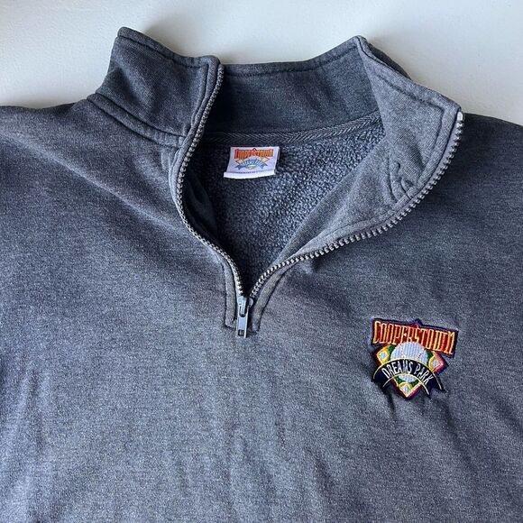 Cooperstown Dreams Park Pullover Baseball Sport Sweater 1/4 Zip Gray Size Small - Picture 3 of 6